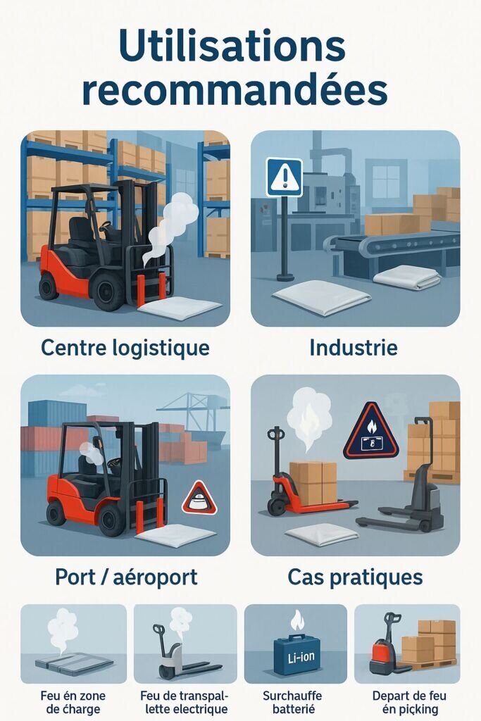 couverture anti feu lithium en logistique, industrie et transport
