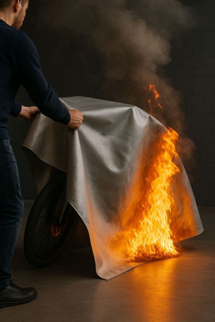 extinction feu batterie lithium velo electrique